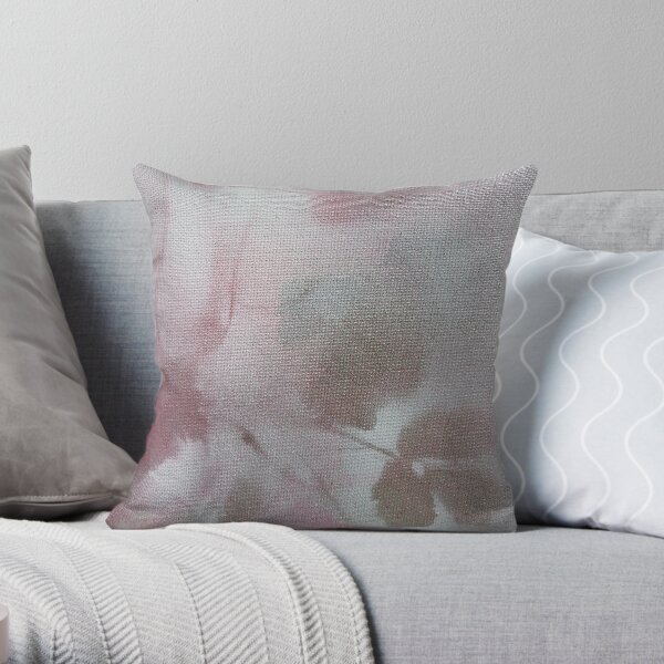 Feuilles et branches en mauve, rose et gris Coussin