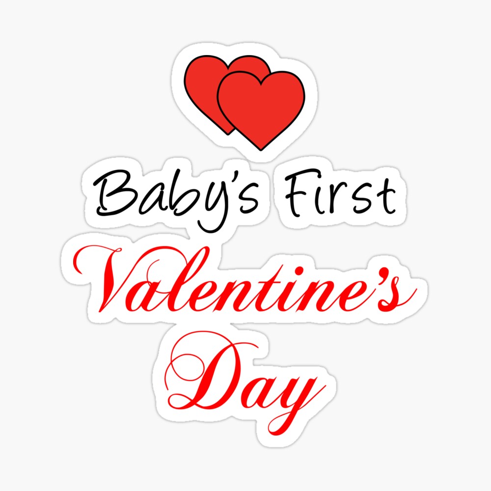 Babys First Valentines Day With Hearts Sticker for Sale by jaycartoonist  | Redbubble