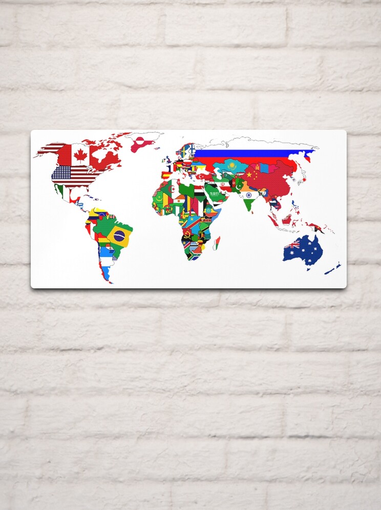 Poster for Sale avec l'œuvre « Drapeaux de carte du monde voyageur » de  l'artiste CroDesign