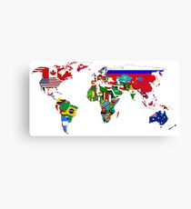 World Flags Map Canvas Print
