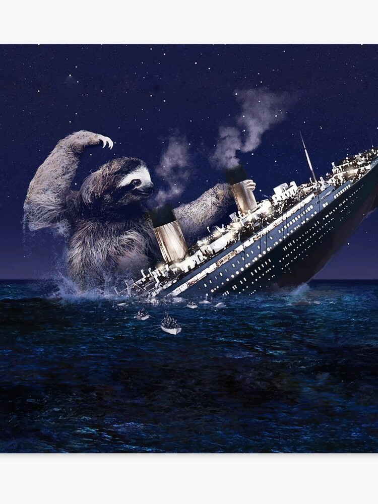 Sloth Sinking Titanic Canvas Print