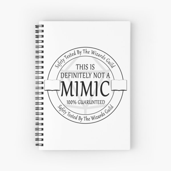"Safety Tested For Mimics" by the Wizard's Guild Spiral Notebook
