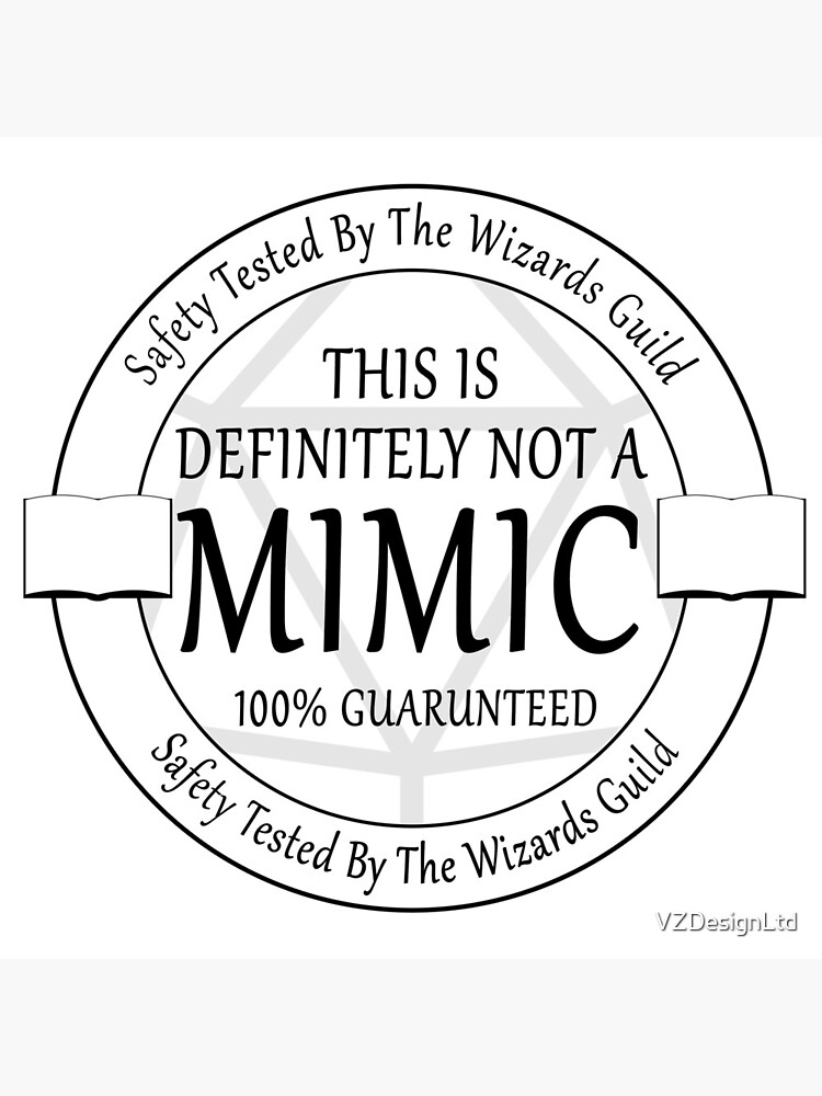 "Safety Tested For Mimics" by the Wizard's Guild by VZDesignLtd
