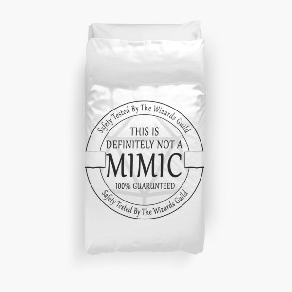 "Safety Tested For Mimics" by the Wizard's Guild Duvet Cover
