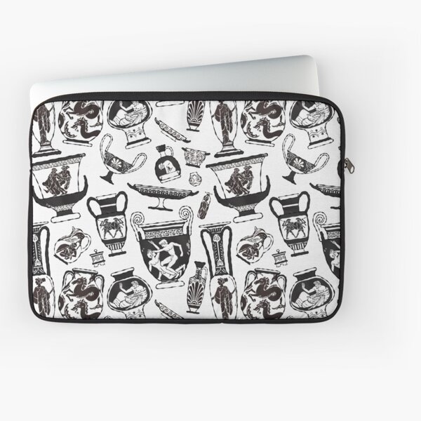Ancient Greek Pottery - black and white Laptop Sleeve