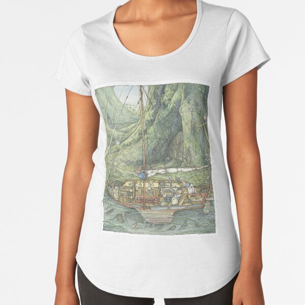 Cutaway of Dustys Boat Premium Scoop T-Shirt