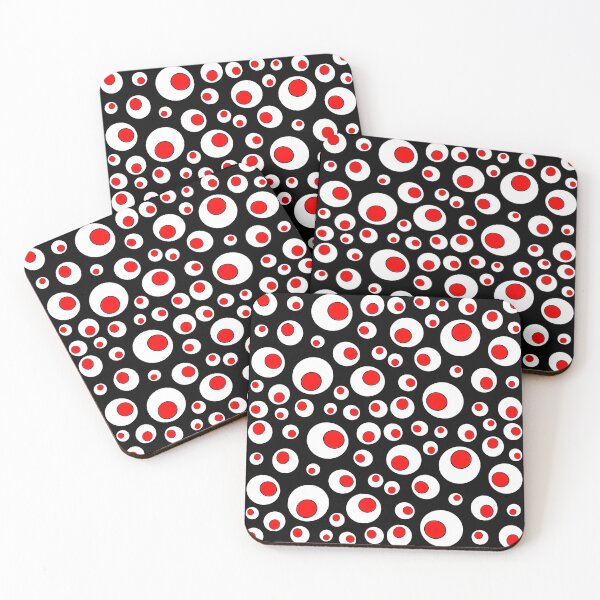 Item preview, Geometric Abstract Red White Circles on Black designed and sold by DeerSpirit.