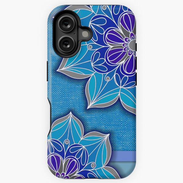 Vista previa del artículo con la obra «Mandala floral azul, funda iPhone 5S de flores, funda iPhone SE, iPhone 6 Plus», diseñado y vendido por webeller.