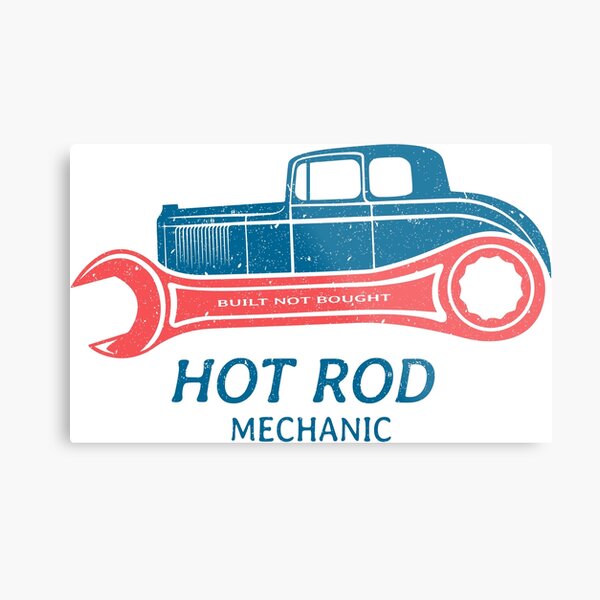Hot Rod Mechanic Metal Print