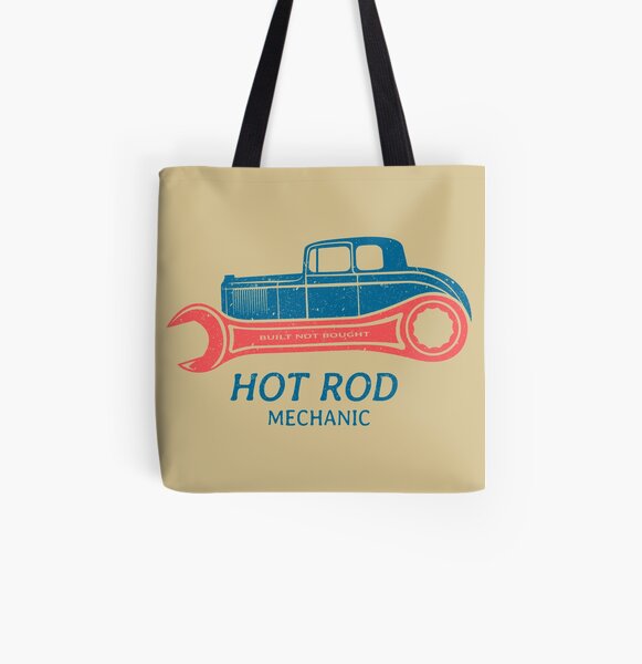 Hot Rod Mechanic All Over Print Tote Bag