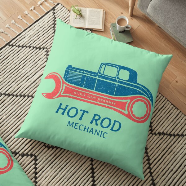 Hot Rod Mechanic Floor Pillow