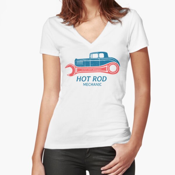 Hot Rod Mechanic Fitted V-Neck T-Shirt