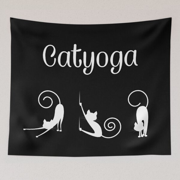 Item preview, Catyoga - for cat and yoga lovers (black version) designed and sold by zero-g.