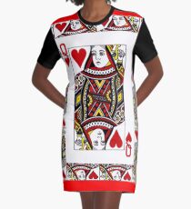 QUEEN OF HEARTS PLAYING CARDS ARTWORK Graphic T-Shirt Dress