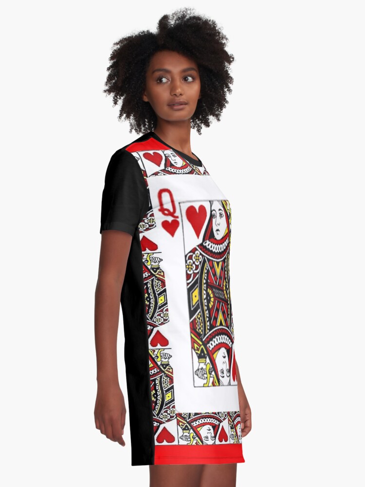 Thumbnail 2 of 5, Graphic T-Shirt Dress, QUEEN OF HEARTS PLAYING CARDS ARTWORK  designed and sold by sharlesart.