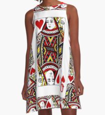 KÖNIGIN VON HERZEN SPIELKARTEN ARTWORK A-Linien Kleid
