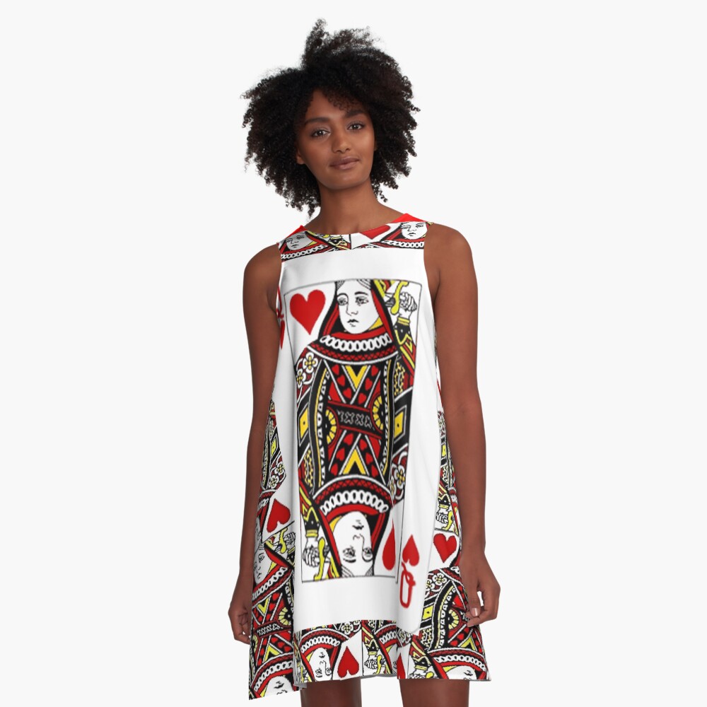 QUEEN OF HEARTS PLAYING CARDS ARTWORK A-Line Dress