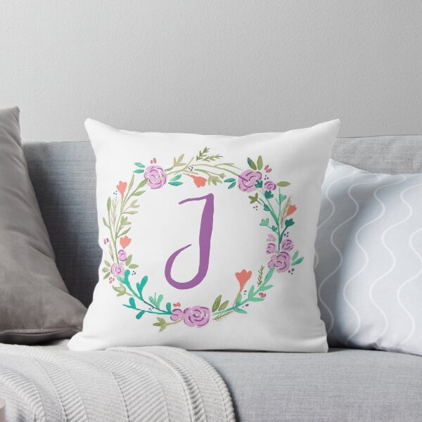 Item preview, violet floral wreath letter J designed and sold by designxmad.