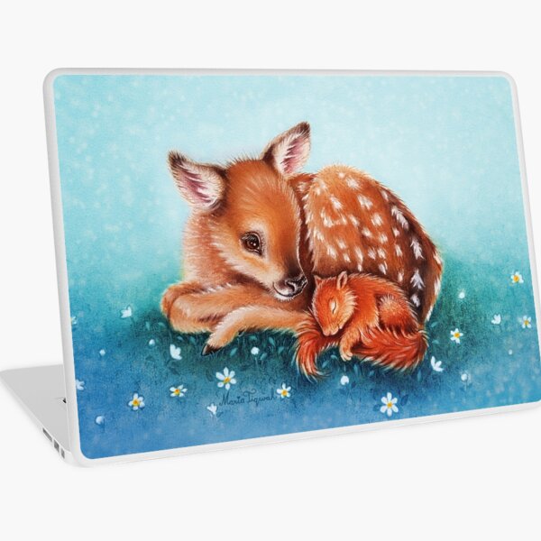 Deer & squirrel by Maria Tiqwah Laptop Skin
