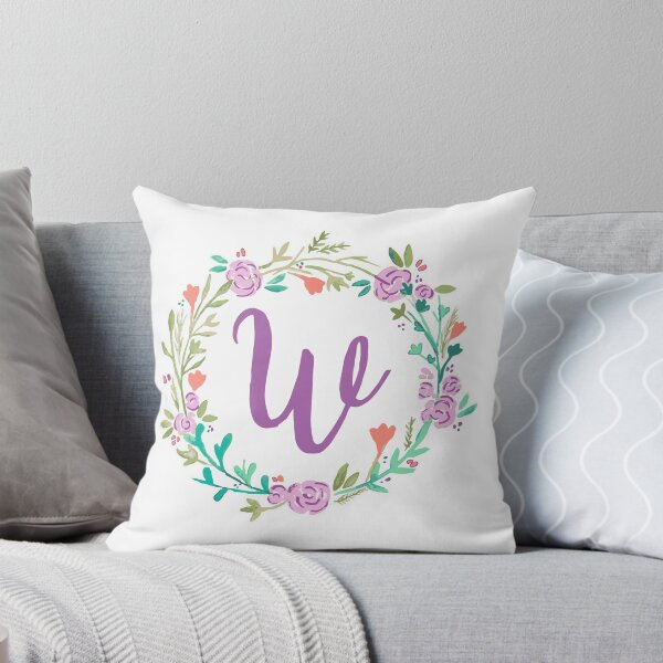 Item preview, violet floral wreath letter W designed and sold by designxmad.