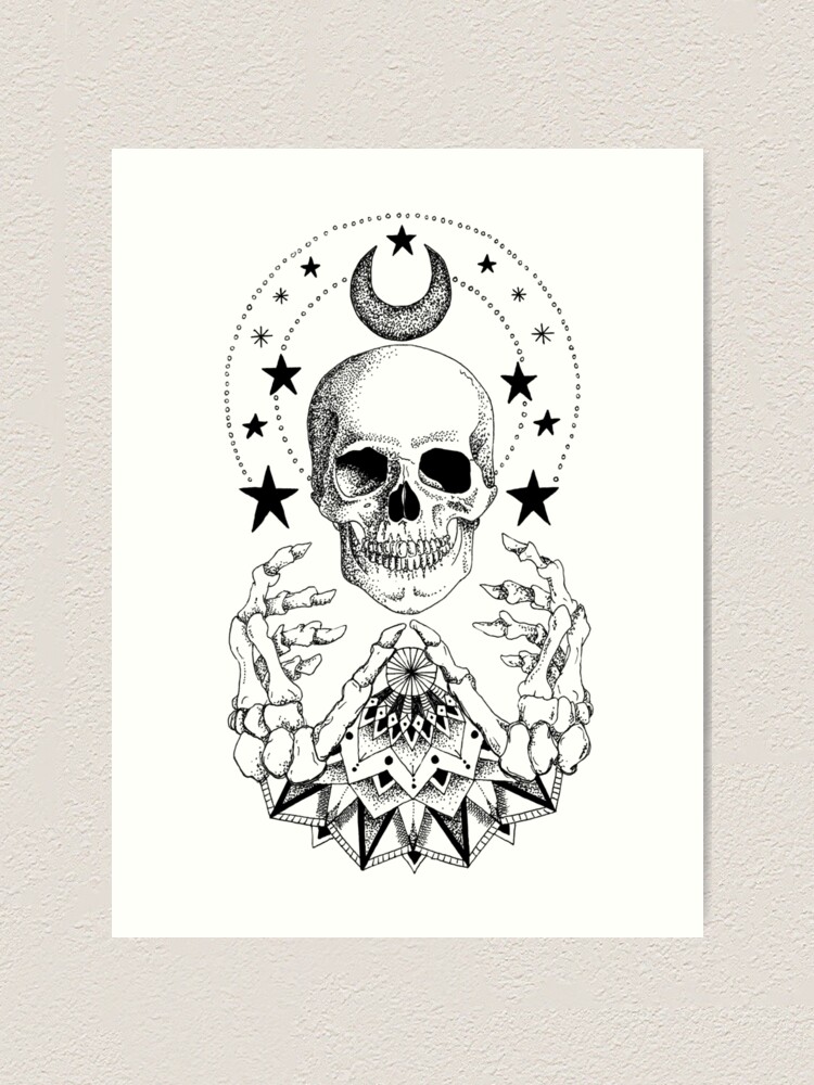 Power Skull Mandala Art Print By Georgiamason Redbubble