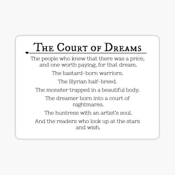 The Court of Dream & The Readers who Look up the stars and wish. (Sarah J. Maas Quote) Sticker