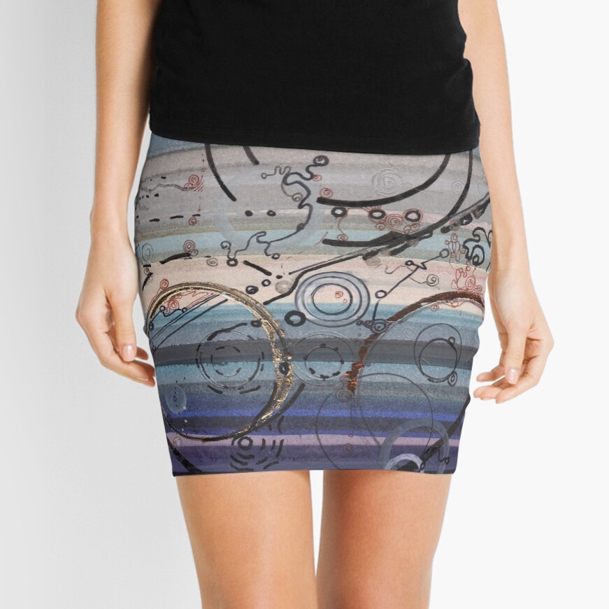 Space race ink on paper Mini Skirt