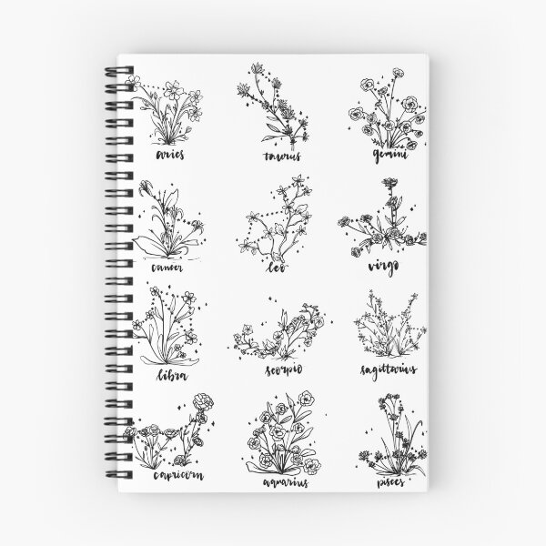Item preview, Star sign flower diagram  designed and sold by LinearLineArt.