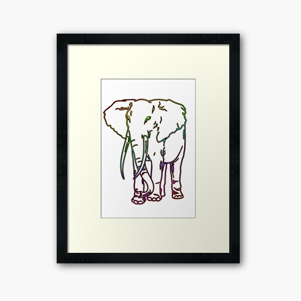 Rainbow Elephant Design Framed Art Print