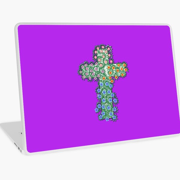 Kreuz mit Blumen und Ranken Laptop Folie