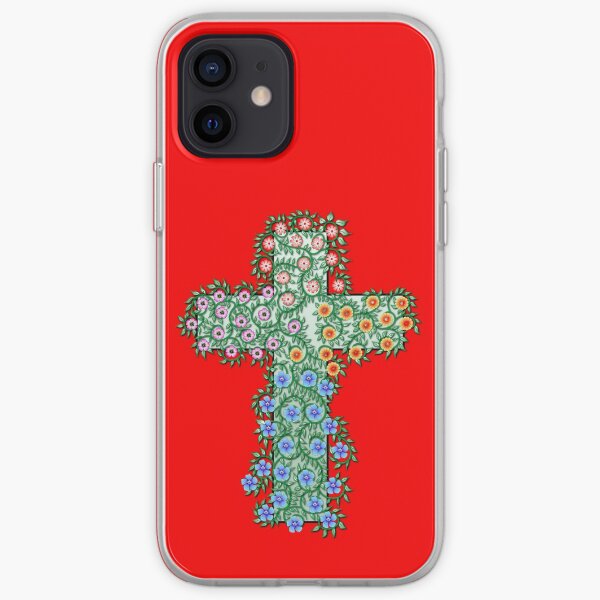 Kreuz mit Blumen und Ranken iPhone Flexible Hülle