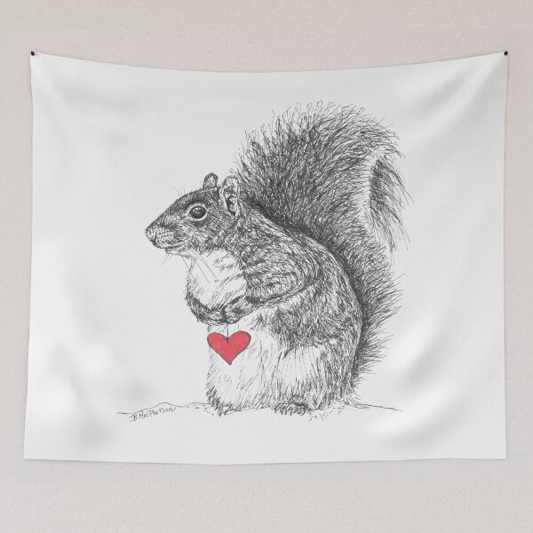 Item preview, Squirrel with a Heart- Original Pen and Ink Illustration  designed and sold by Becky MacPherson.