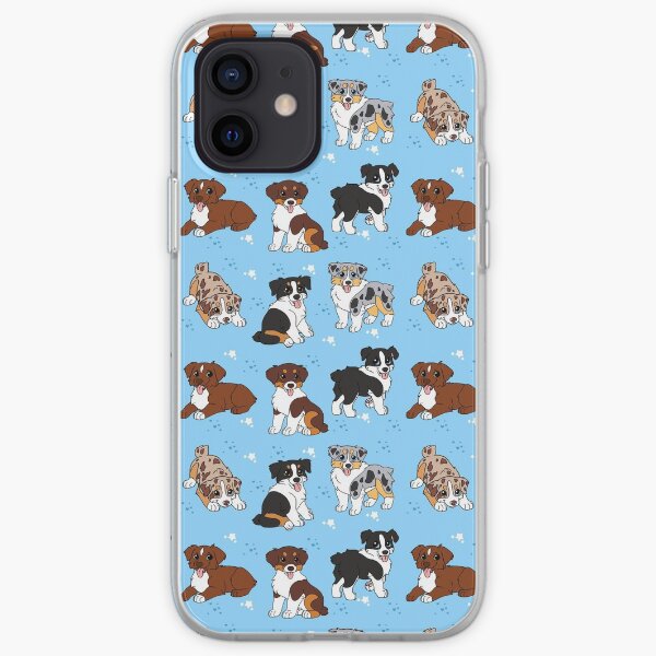 Australian shepherd puppies blue iPhone Soft Case