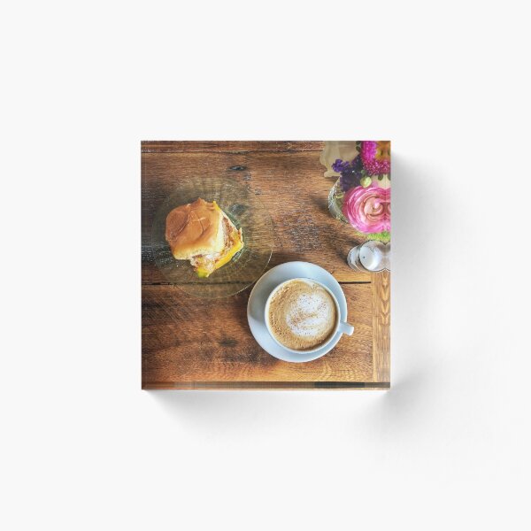 Coffee and Breakfast with Flowers Acrylic Block