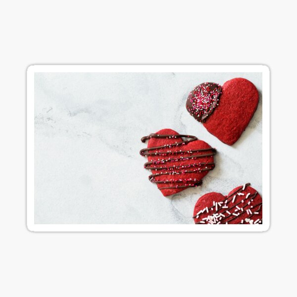 Trio of Red Velvet Heart Cookies Sticker