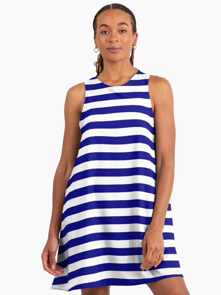 blue and white horizontal striped dress Louisa Sleeveless Dress main image 0