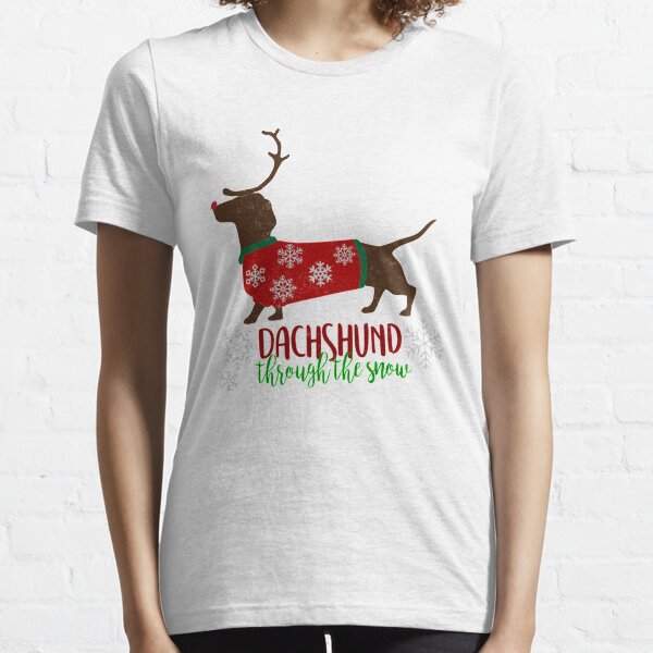 Cute Christmas Gifts Dachshund Through The Snow Reindeer Shirts Essential T-Shirt