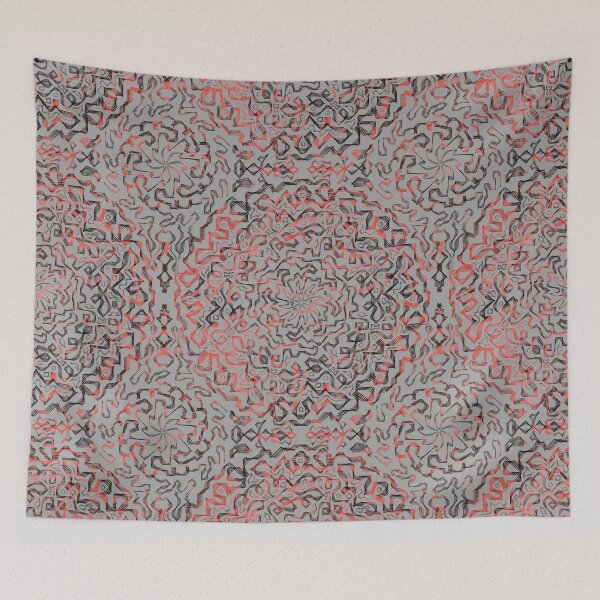 Item preview, Black, red, grey abstract doodles designed and sold by PatternLady.
