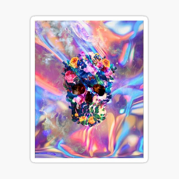 Rose Garden Skull Sticker