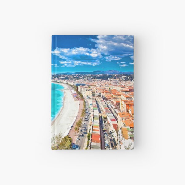 Nice, France Coastline Watercolor Hardcover Journal