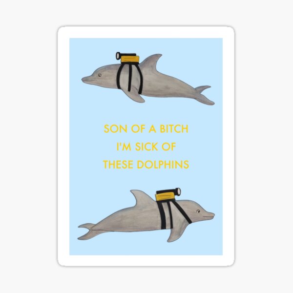 Dolphins Life Aquatic Bill Murray Wes Anderson Film Art Sticker