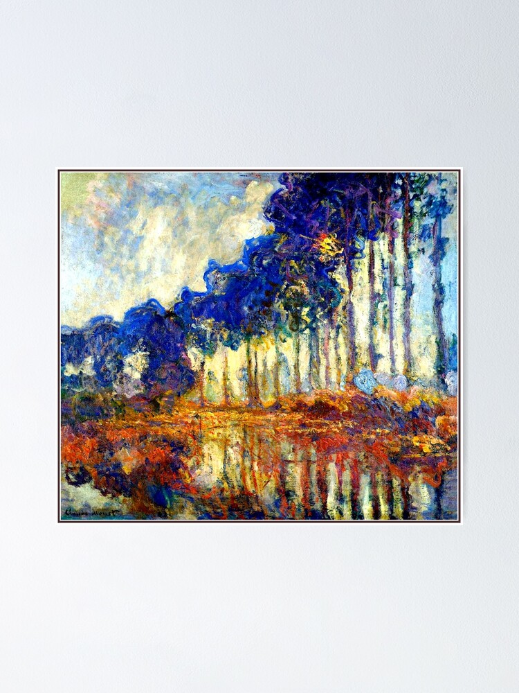 Póster «Monet - Álamos en otoño, cuadro famoso» de virginia50 | Redbubble