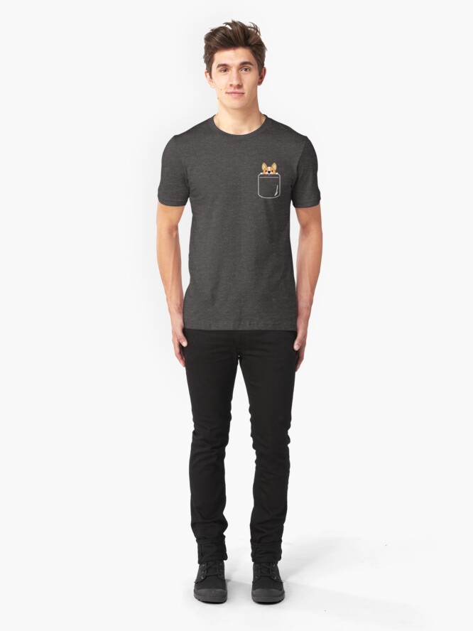 Alternate view of Smiling Corgi In Pocket Slim Fit T-Shirt