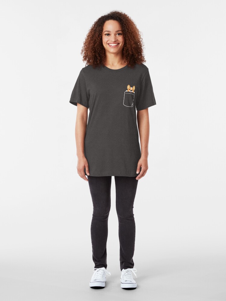 Alternate view of Smiling Corgi In Pocket Slim Fit T-Shirt