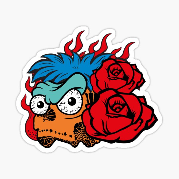 Skull with Roses Sticker