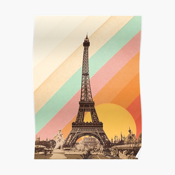 Rainbow Sky Above The Eiffel Tower Poster