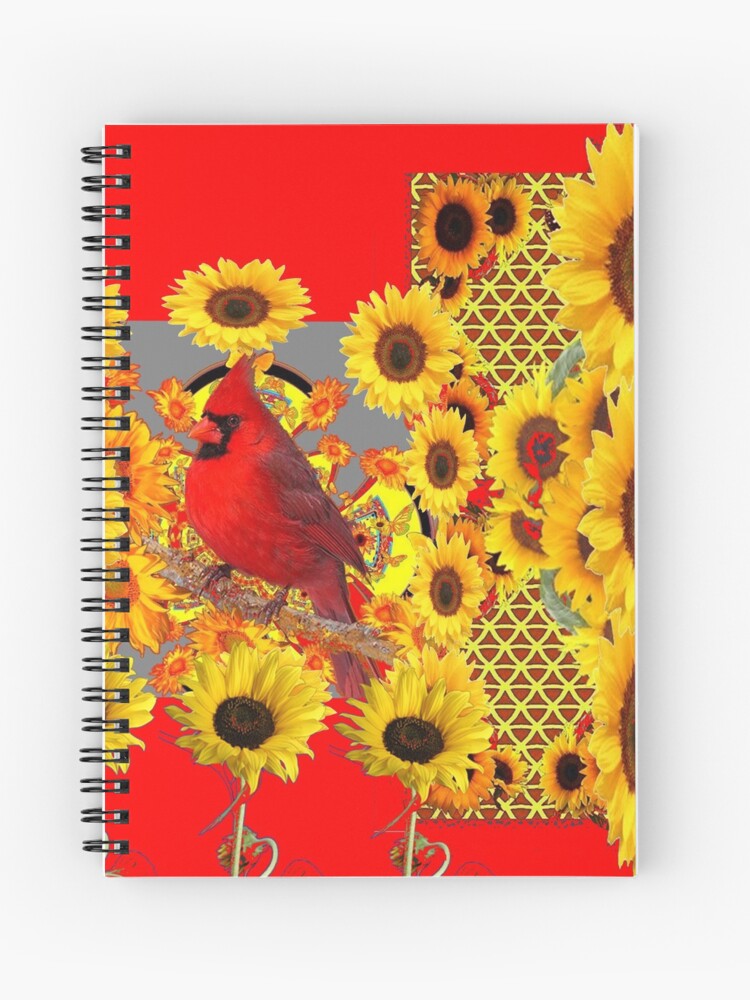 Vintage Cardinals Flying Around Sunflowers You Are My Sunshine