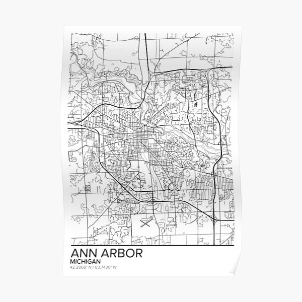 Ann Arbor United States Of America Coordinates Travel Quote Wall Art Print