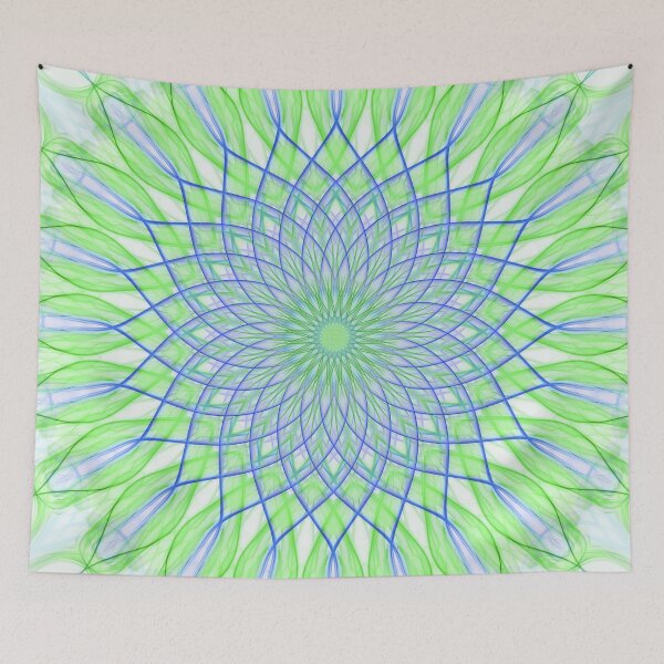 Item preview, Mandala in neon green and blue tones designed and sold by JBlaminsky.