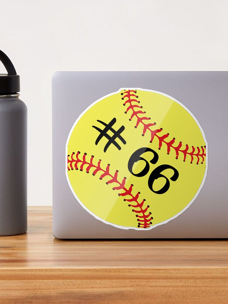 Softball Player Jersey No 66 Back Number 66 Ball Sport Sticker